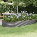 Garden Raised Bed Galvanised Steel 296x140x36 cm Grey