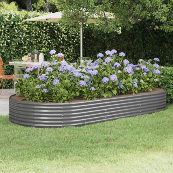 Garden Raised Bed Galvanised Steel 296x140x36 cm Grey