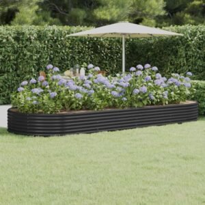 Garden Raised Bed Galvanised Steel 373x140x36 cm Anthracite
