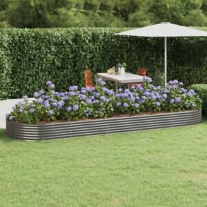 Garden Raised Bed Galvanised Steel 450x140x36 cm Grey