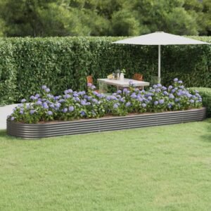 Garden Raised Bed Galvanised Steel 523x140x36 cm Grey