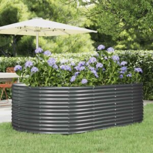 Garden Raised Bed Anthracite 212x140x68 cm Galvanised Steel