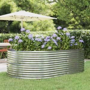 Garden Raised Bed Silver 212x140x68 cm Galvanised Steel