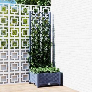 Garden Planter with Trellis Blue Grey 40x40x121.5 cm PP