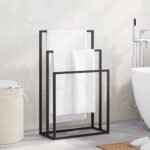 Freestanding Towel Rack Black 48x24x79 cm Iron