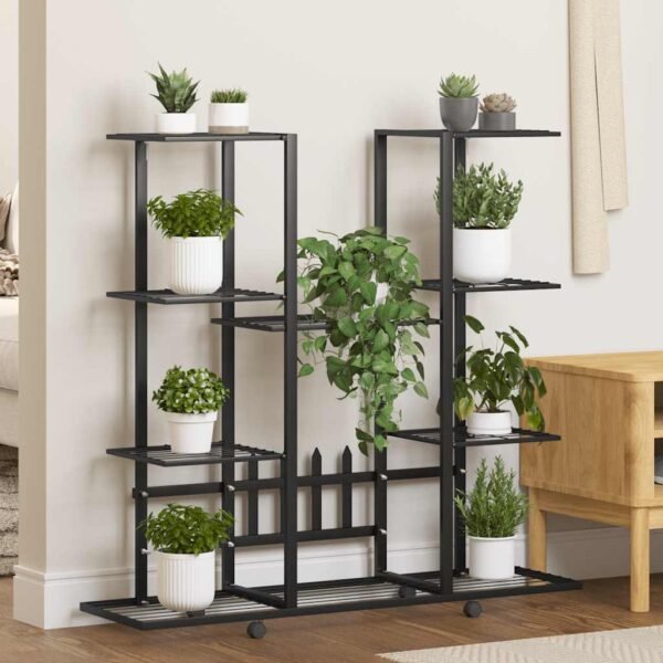Flower Stand with Wheels 94.5x24.5x91.5 cm Black Iron