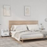 Bedside Cabinets 2 pcs High Gloss White Engineered Wood