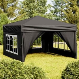 Folding Party Tent with Sidewalls Black 3x3 m