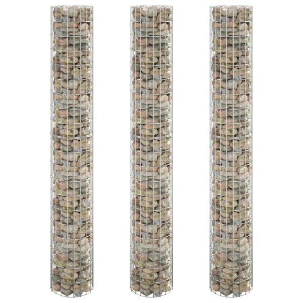 Circular Gabion Raised Beds 3 pcs Galvanised Steel Ø30x200 cm