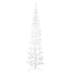 Slim Artificial Half Christmas Tree with Stand White 210 cm