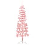 Slim Artificial Half Christmas Tree with Stand Pink 120 cm