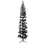 Slim Artificial Half Christmas Tree with Stand Black 210 cm