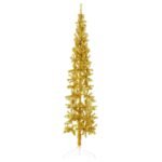 Slim Artificial Half Christmas Tree with Stand Gold 210 cm