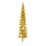 Slim Artificial Half Christmas Tree with Stand Gold 240 cm