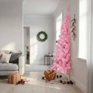 Artificial Half Christmas Tree with Stand Pink 240 cm PVC