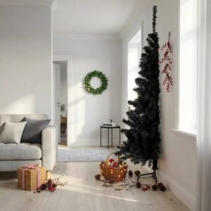 Artificial Half Christmas Tree with Stand Black 210 cm PVC