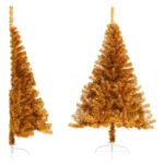 Artificial Half Christmas Tree with Stand Gold 150 cm PET
