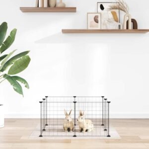 8-Panel Pet Cage Black 35x35 cm Steel