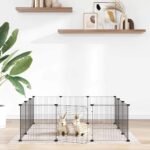 12-Panel Pet Cage with Door Black 35x35 cm Steel
