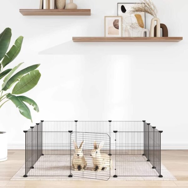 12-Panel Pet Cage with Door Black 35x35 cm Steel