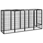 10-Panel Dog Playpen Black 50x100 cm Powder-coated Steel
