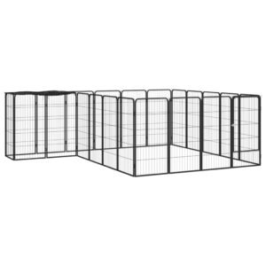 22-Panel Dog Playpen Black 50x100 cm Powder-coated Steel