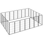 24-Panel Dog Playpen Black 50x100 cm Powder-coated Steel