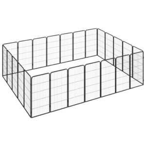 24-Panel Dog Playpen Black 50x100 cm Powder-coated Steel