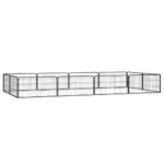 12-Panel Dog Playpen Black 100x50 cm Powder-coated Steel