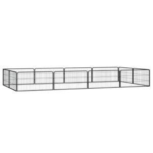 12-Panel Dog Playpen Black 100x50 cm Powder-coated Steel