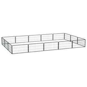 16-Panel Dog Playpen Black 100x50 cm Powder-coated Steel