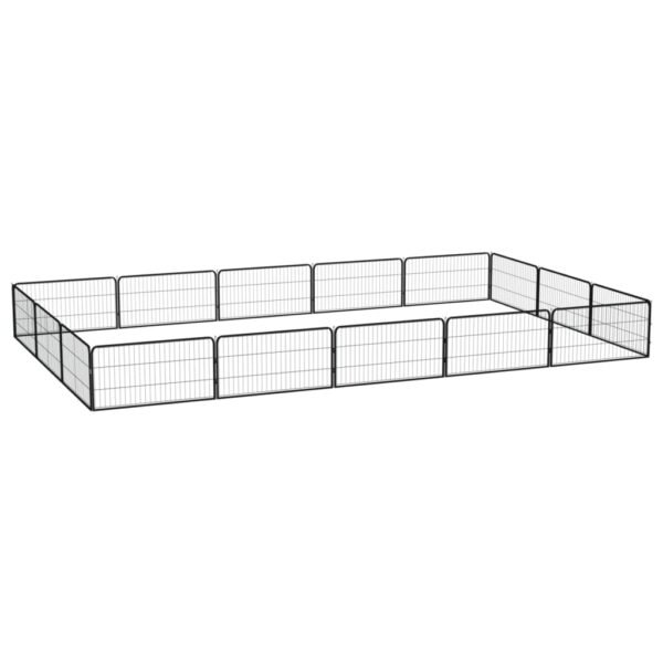 16-Panel Dog Playpen Black 100x50 cm Powder-coated Steel