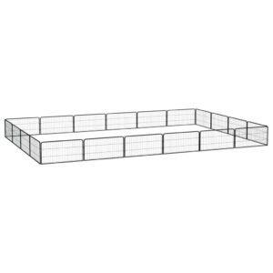 20-Panel Dog Playpen Black 100x50 cm Powder-coated Steel