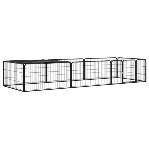 8-Panel Dog Playpen Black 100x50 cm Powder-coated Steel