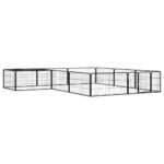 12-Panel Dog Playpen Black 100x50 cm Powder-coated Steel