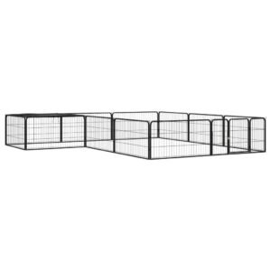 12-Panel Dog Playpen Black 100x50 cm Powder-coated Steel