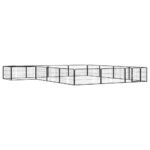 16-Panel Dog Playpen Black 100x50 cm Powder-coated Steel