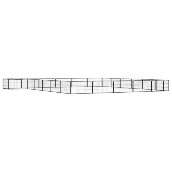 24-Panel Dog Playpen Black 100x50 cm Powder-coated Steel