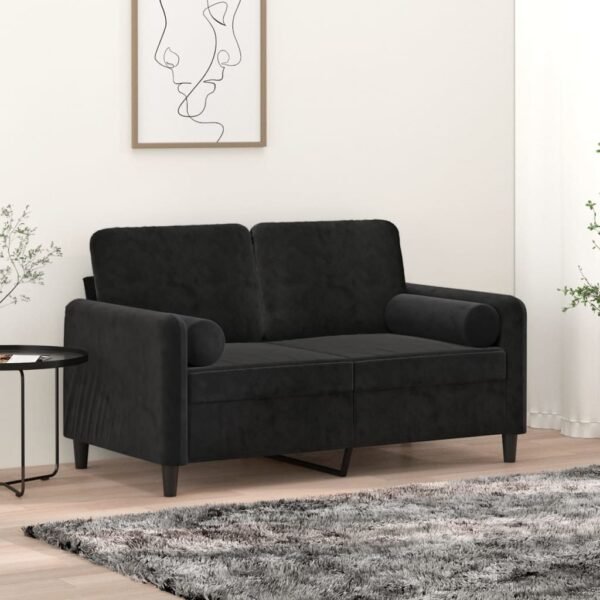 Throw Pillows 2 pcs Black Diameter 15x50 cm Velvet