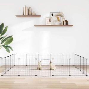 20-Panel Pet Cage with Door Black 35x35 cm Steel