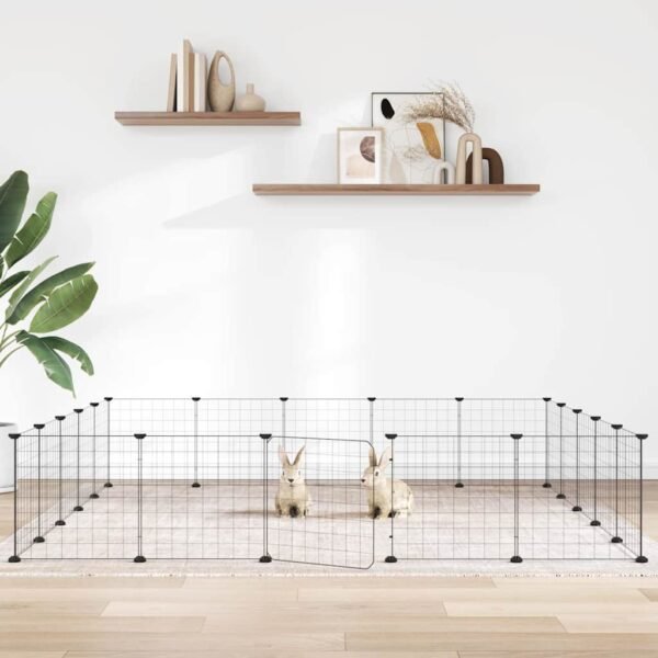 20-Panel Pet Cage with Door Black 35x35 cm Steel