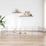 28-Panel Pet Cage with Door Black 35x35 cm Steel