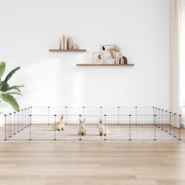 28-Panel Pet Cage with Door Black 35x35 cm Steel