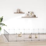 36-Panel Pet Cage with Door Black 35x35 cm Steel