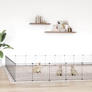 44-Panel Pet Cage with Door Black 35x35 cm Steel