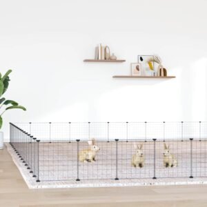 60-Panel Pet Cage with Door Black 35x35 cm Steel