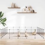 20-Panel Pet Cage with Door Black 35x35 cm Steel