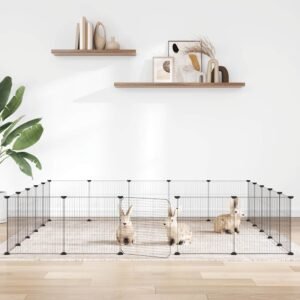 20-Panel Pet Cage with Door Black 35x35 cm Steel
