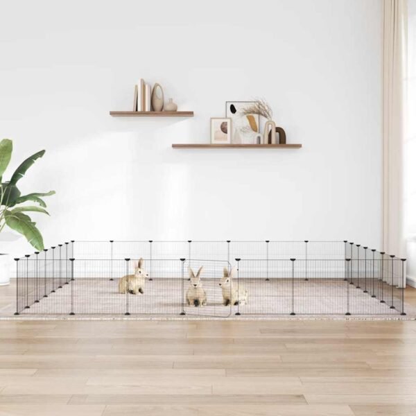 28-Panel Pet Cage with Door Black 35x35 cm Steel