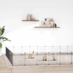 36-Panel Pet Cage with Door Black 35x35 cm Steel
